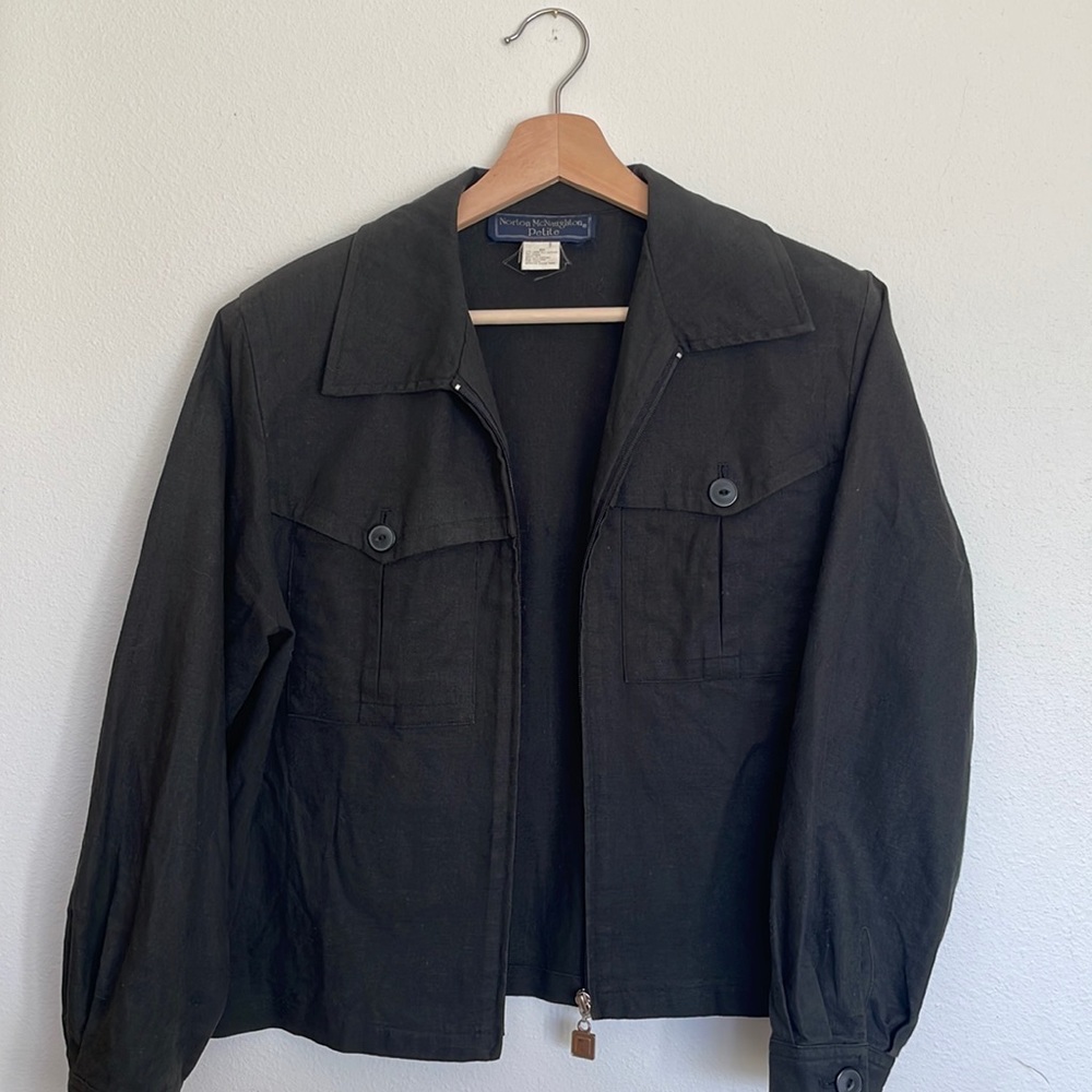 Vintage Black Linen Blend Jacket